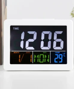 Alarm Clock Desktop Clock Electronic Clock LCD Digital Alarm Clock Student Large Screen Time Temperature Display Travel Clock