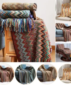 Knitted Blankets Bohemian Plaid Throw Blanket Sofa Cover With Tassels Travel Leisure Bed Cover Blanket boho Bedspread