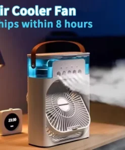 Portable humidifier fan three in one, mini USB air conditioning fan, LED night light, water mist, home fun air cooler humidifier