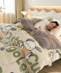 Super Warm Winter Blanket for Bed Spring Autumn Lamb Cashmere Weighted Thick Blankets Soft Comfortable Warmth Quilt Comforter